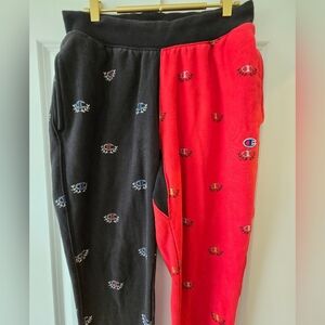 Champion Reverse Weave Red and Black Joggers